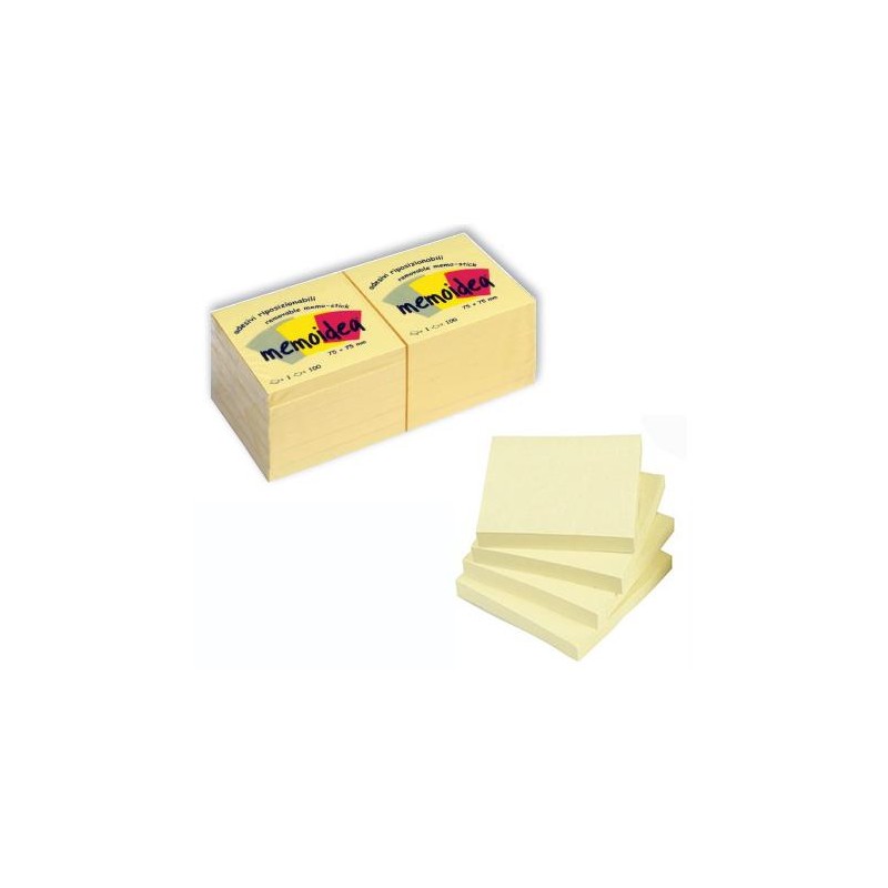 12 x Foglietti MEMOIDEA 75x75 mm. giallo pastello