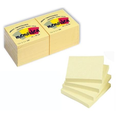 12 x Foglietti MEMOIDEA 75x75 mm. giallo pastello