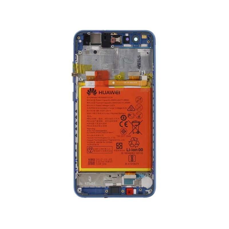 Huawei P10 Lite LCD Display + Batt + Frame Service Pack Blu