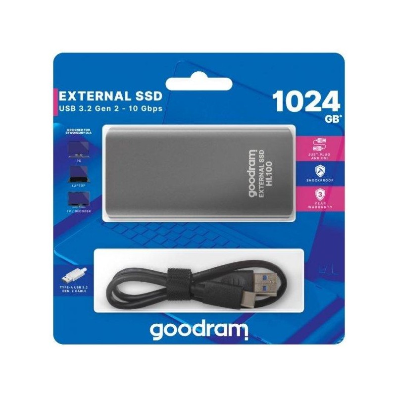 Hard disk esterno USB Type-c 1TB Goodram SSDPR-HL100-01T