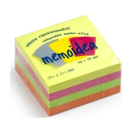 MEMOIDEA 76x76 mm colori neon assortiti - 400 fogli 
