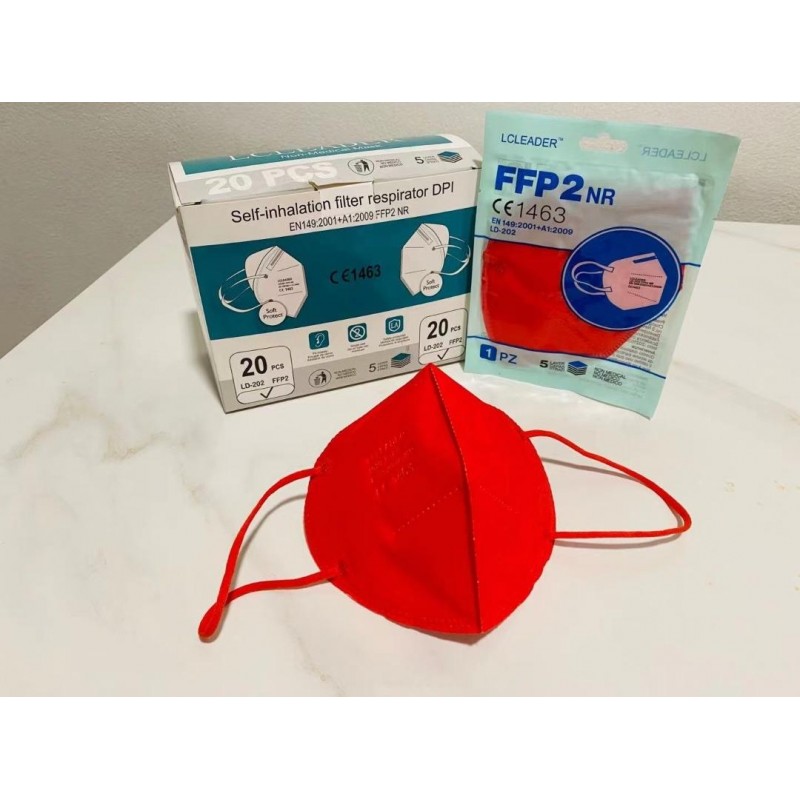 Mascherina protettiva monouso FFP2 ROSSA - conf. da 20PZ