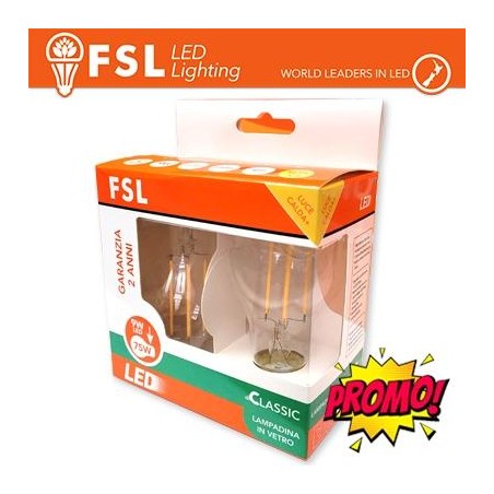 Lampada Goccia FILAMENTO: Confezione PROMO 2PACK - 9W 2700K