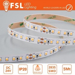 Striscia LED 5m IP20 2835 24V - 12W/m 120led/m 3000K