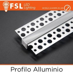 BARRA  ALLUMINIO 6063 - Raso Cartongesso - 2m SILVER