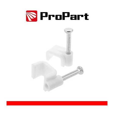 Chiodini con fermacavo piatto 6mm bianco 100pz