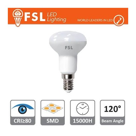 R50 - 6W 4000K 410LM 120º 50x83mm CRI80 E14 25.000H