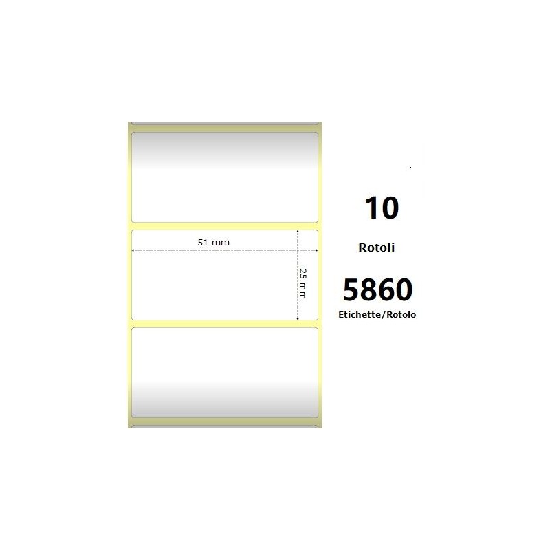 White 51x25mm,5860 Et/Rotolo Z-1000D, 2x1x3 Core ,10 Rolls