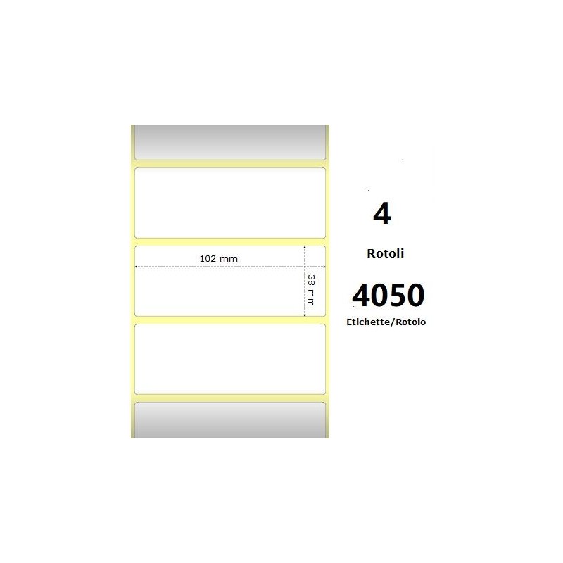 White 102x38mm,4050 Et/Rotolo Z-1000D, 4x1.5x3 Core, 4 Rolls