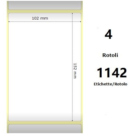 White 102x152mm,1142 Et/Rotolo Z-2000D, 4x6x3 Core, 4 Rolls