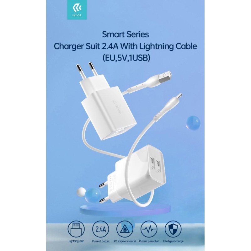 Suit Carica Batteria 2.4A 2 Out Cavo Usb A Lightning Apple