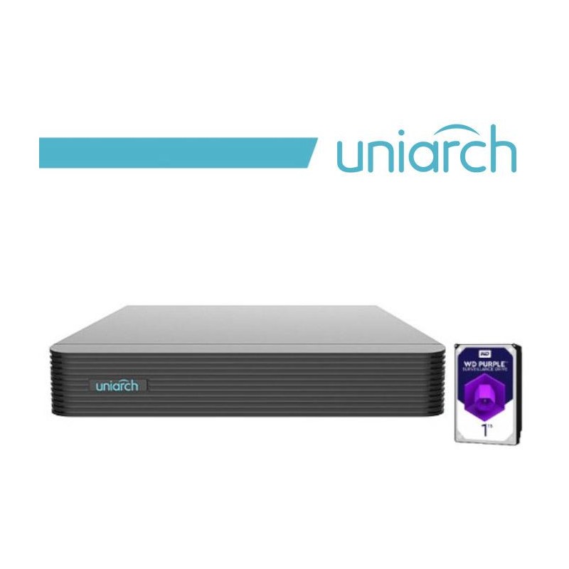 NVR Uniarch 4 Canali 8 Megapixel, 4 Porte PoE,1 HardDisk 1TB