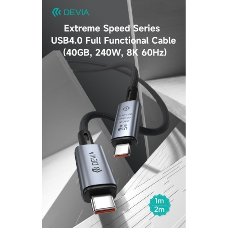 Cavo tipo-C USB 4 40GB 240W 8K 60HZ Nero 1M