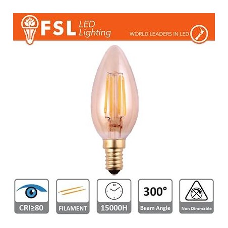 Lampada Oliva Filamento Ambra - 4W 2200K E14 330LM