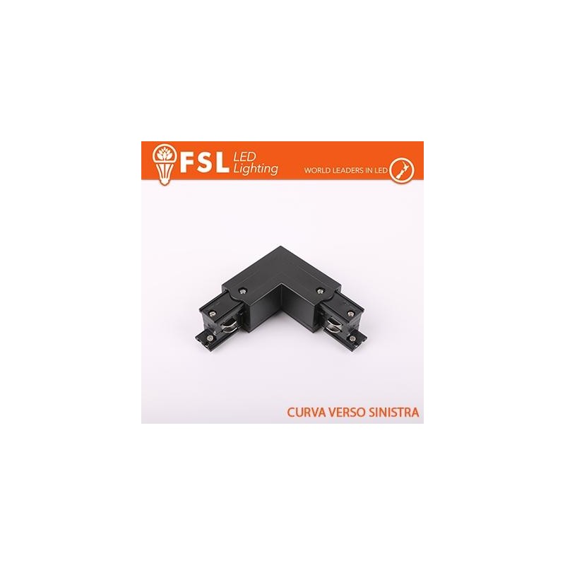 FSL Connettore Forma L sinistra per Binario Trifase - Colore NERO
