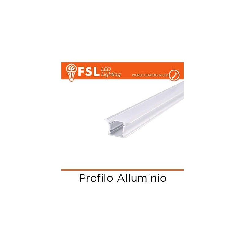 Profilo Alluminio 6063 - ad Incasso - Barra 2 metri
