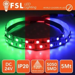 Striscia LED 5050 - 5Metri 12W 1100Lm RGB 24V IP20 60led