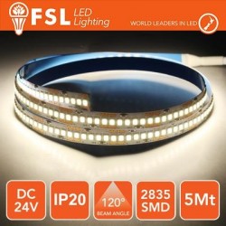 Striscia LED 2835 - 5Metri 16W 1800Lm 4000K 24V IP20 240led
