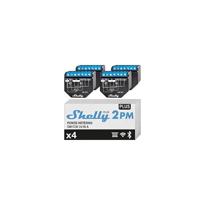 Shelly Plus 2PM - FOUR PACK Smart Relay Tapparelle 16A AC/DC WiFi + PM