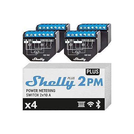 Shelly Plus 2PM - FOUR PACK Smart Relay Tapparelle 16A AC/DC WiFi + PM