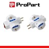 Adattatore 3 prese 2P+T 10/16A bipasso/Schuko con interrutt. Spina Schuko