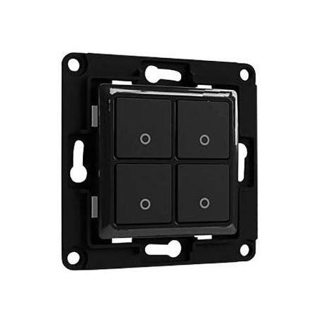 Shelly Wall Switch 4 - Pulsanti filari da parete 4 tasti nero con supp relè