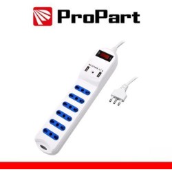 Multipresa 6 posti 10/16A bipasso 2P+T + 2 prese USB 2.1A RICARICA RAPIDA  + int
