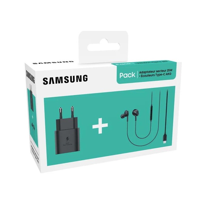 SAMSUNG Pack Caricatore USB-C da 25 W + Auricolari USB-C AKG