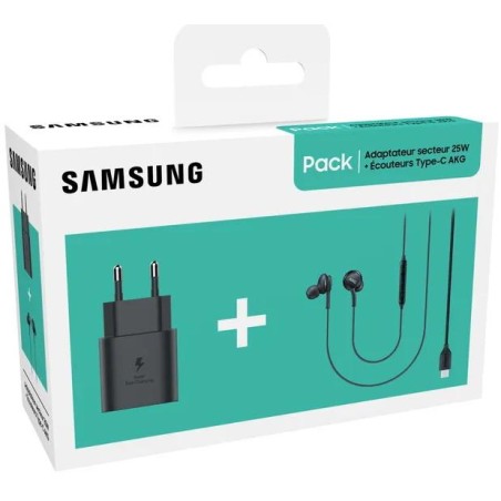 SAMSUNG Pack Caricatore USB-C da 25 W + Auricolari USB-C AKG