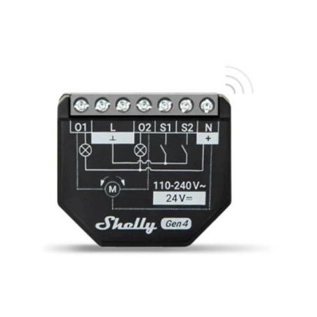 Shelly Plus 2PM Gen4 - Smart Relay Tapparelle 16A AC/DC WiFi/BT/Matter/Zigbe +PM