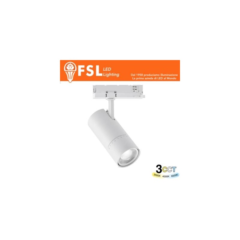 Proiettore LED a Binario Trifase Zoomabile - 3 in 1 CCT (3000-4000-6500K) Bianco