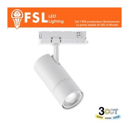 Proiettore LED a Binario Trifase Zoomabile - 3 in 1 CCT (3000-4000-6500K) Bianco