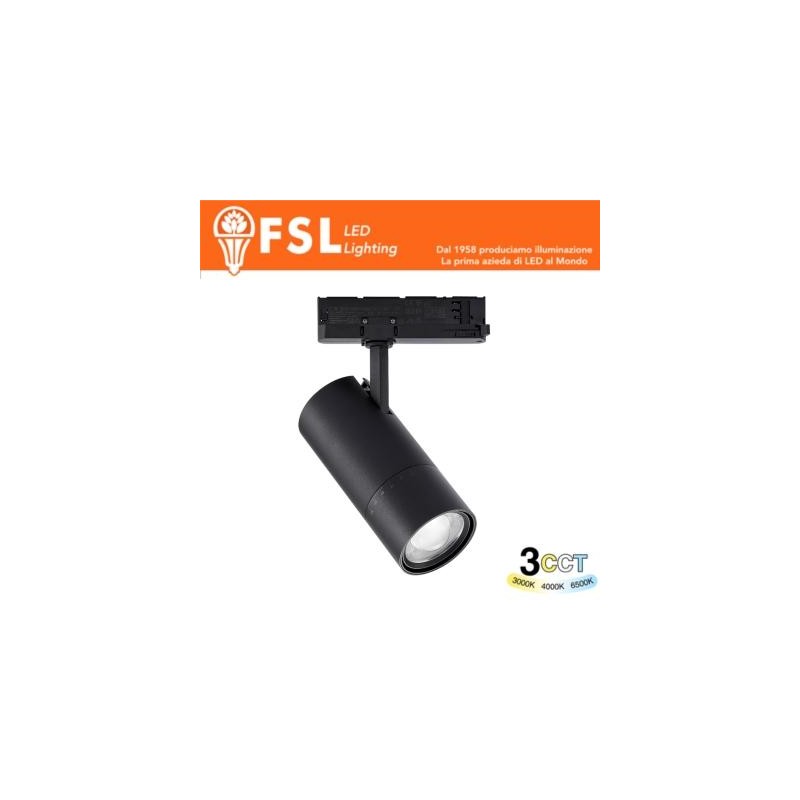 Proiettore LED a Binario Trifase Zoomabile - 3 in 1 CCT (3000-4000-6500K) Nero