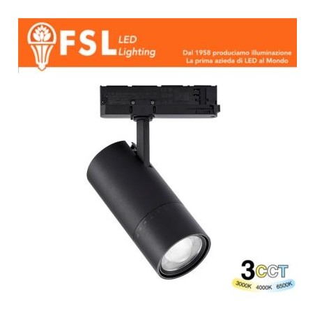 Proiettore LED a Binario Trifase Zoomabile - 3 in 1 CCT (3000-4000-6500K) Nero