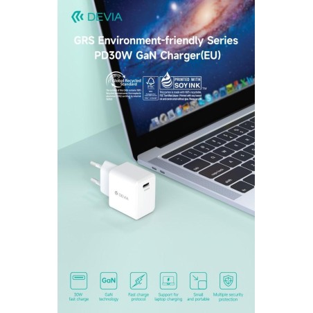 Carica Batteria PD 30W GaN Uscita Tipo-C Certificato GRS