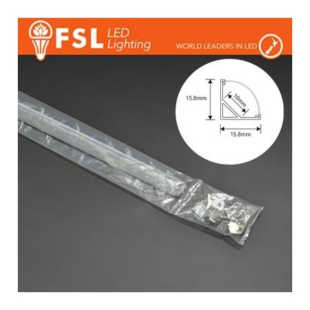 KIT PROFILO ALLUMINIO 6063 - Angolare 2m SILVER - Certificato 20w/m