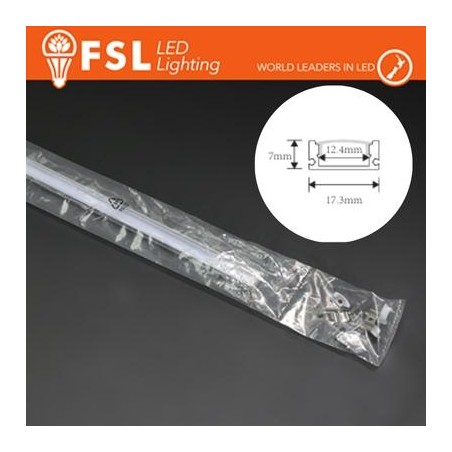 KIT PROFILO ALLUMINIO 6063 - U 2m SILVER - Certificato 20w/m