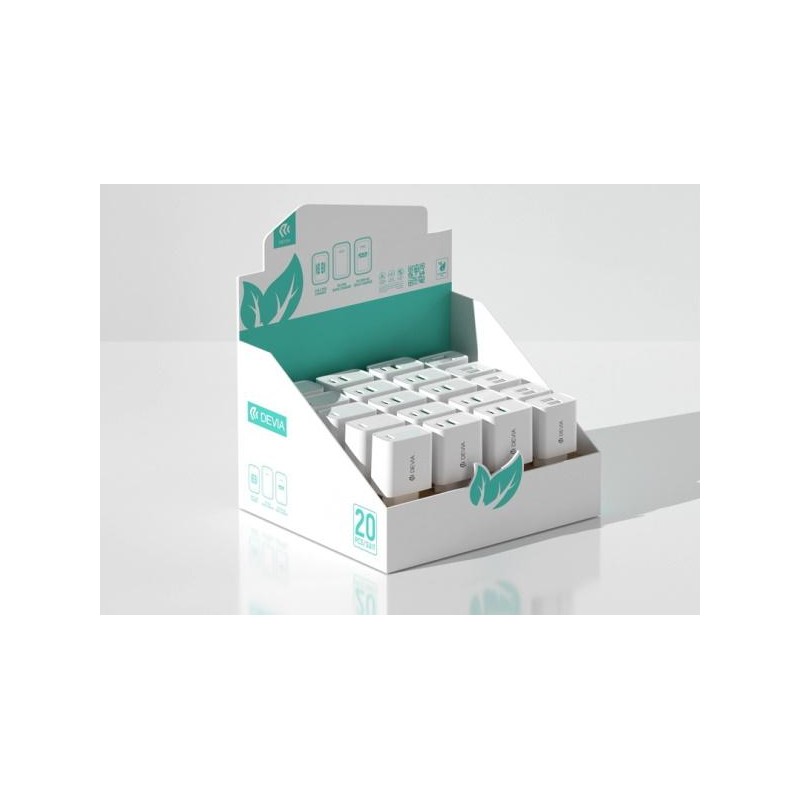 Espositore caricabatterie da muro 20 pezzi 5pz USB A+A - 5pz Tipo-C - 10pz C+A