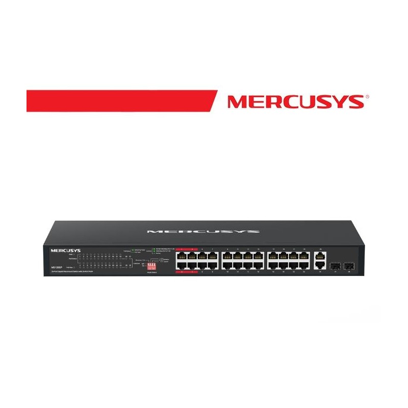 Mercusys Switch Rack da 28 porte Gigabit con 24 porte PoE+ - MS128GP