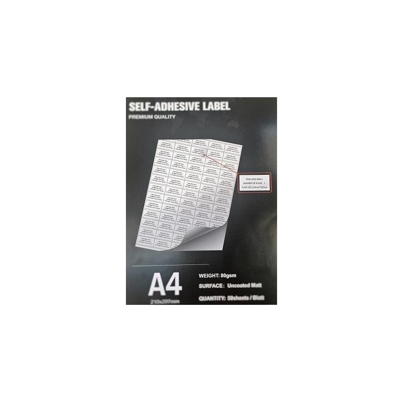 210x148cm 50Sheet Matt-Self adhesive A4/80g (2 labels/Sheet)