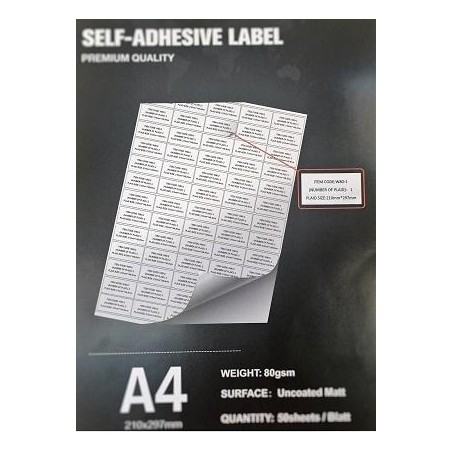 210x148cm 50Sheet Matt-Self adhesive A4/80g (2 labels/Sheet)