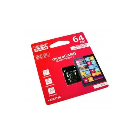 microSD GoodRAM 64GB class 10 UHS I + adpter, ret. blister
