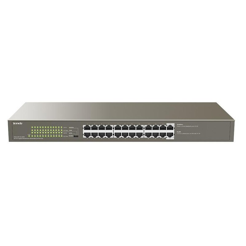 Switch 24 porte Gbit rack mount PoE Tenda TEG1124P-24-250W