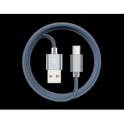 Cavo Dati Carica in Corda Android Type-C 1.5mt Grigio