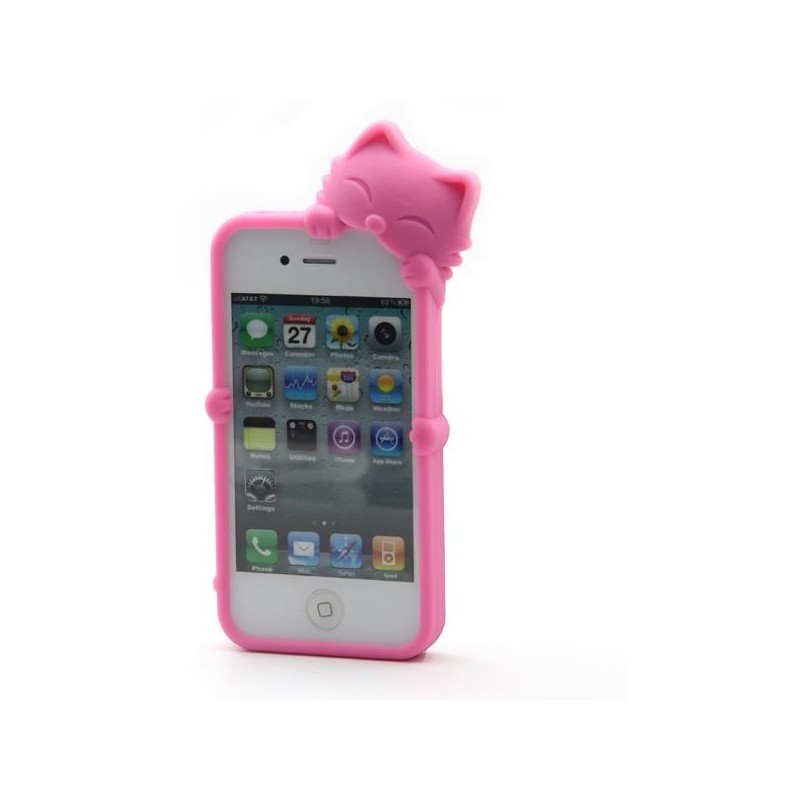 Rosa gato style silicone case for iphone 4/4s