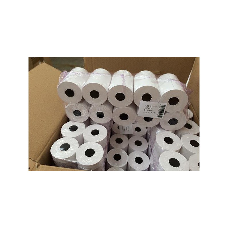 10x Rotolo per POS in carta termica mm 57 x 18 mtl