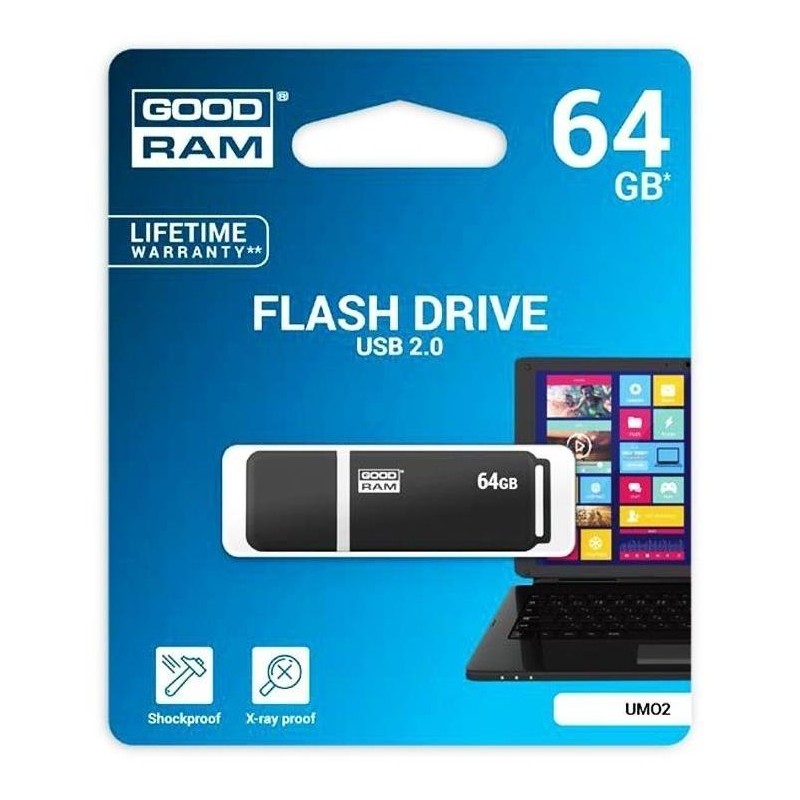 Pendrive GoodRAM grafite UMO2 64GB USB 2.0 - blister