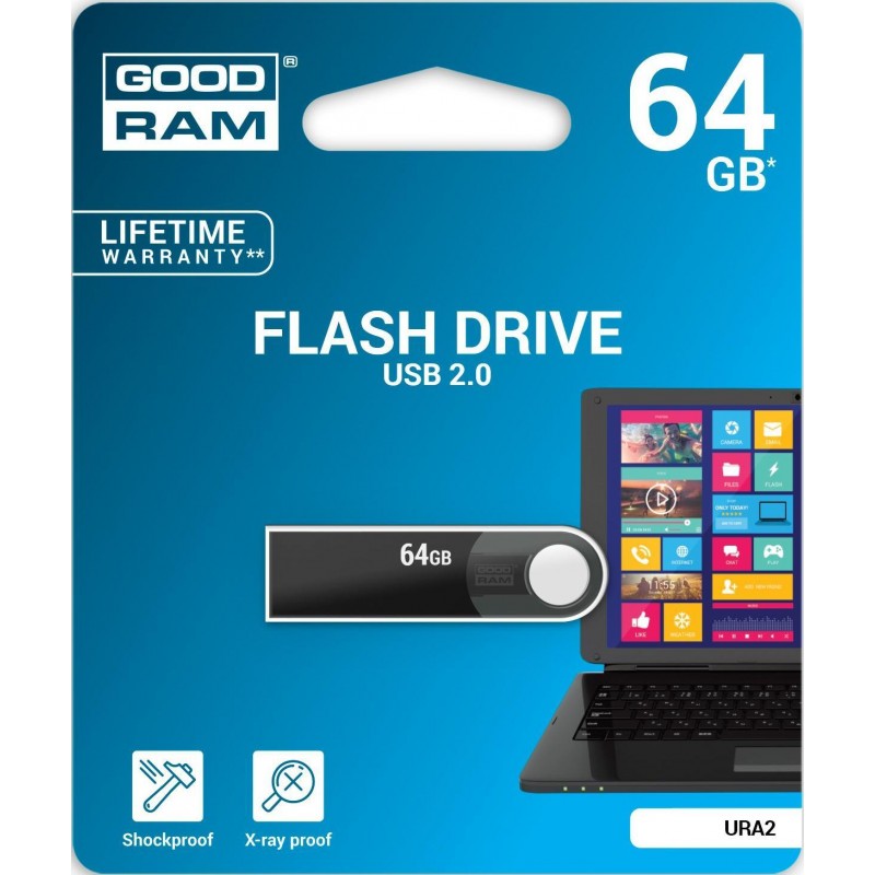 Pendrive GoodRAM 64GB URA2 metal USB 2.0 - retail blister