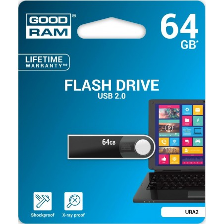 Pendrive GoodRAM 64GB URA2 metal USB 2.0 - retail blister