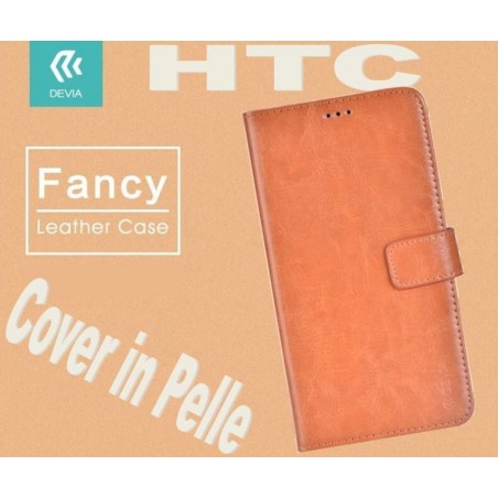 Custodia a Libro in Pelle Per HTC M10 Marrone